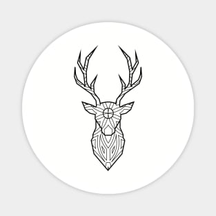 Geometric Deer Head - Black Lines Magnet